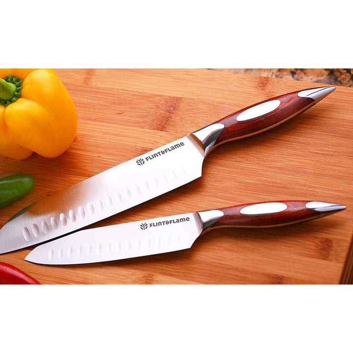 Kitchen Chef Santoku Knife Set Two Piece by Flint and Flame