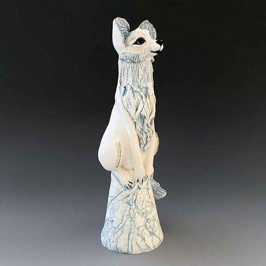 GIN DURHAM Small White Porcelain Sitting Fox Sculpture