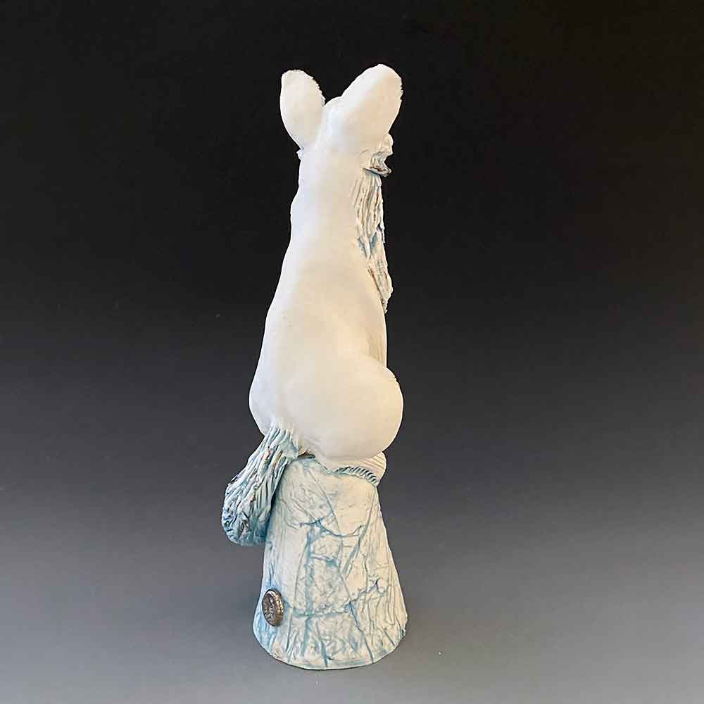 GIN DURHAM Small White Porcelain Sitting Fox Sculpture