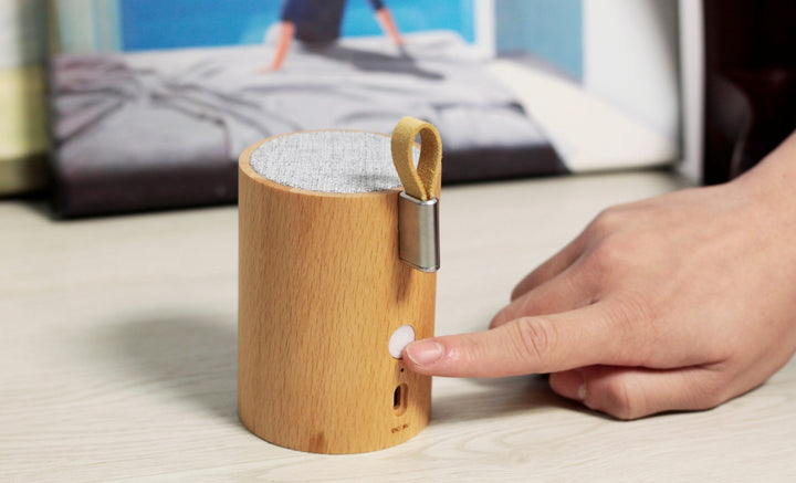 Drum Light Bluetooth Speaker in Walnut Bamboo and Beech by Gingko