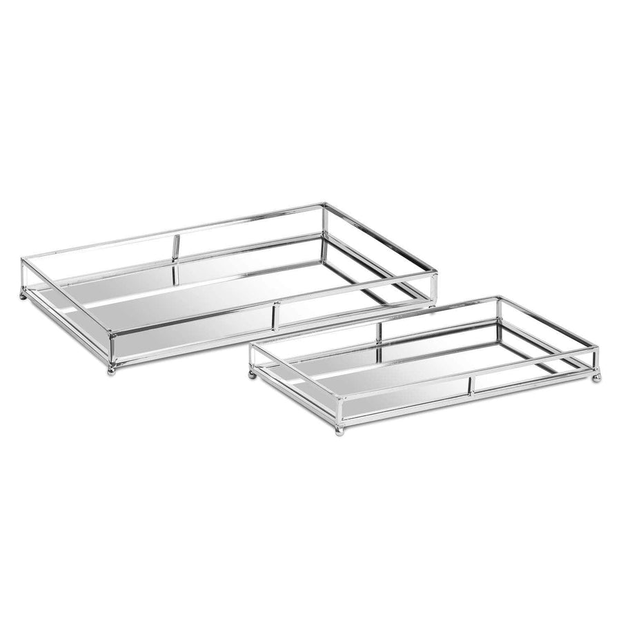Serving Trays A Pair Of Silver Mirrored Trays by Hill Interiors