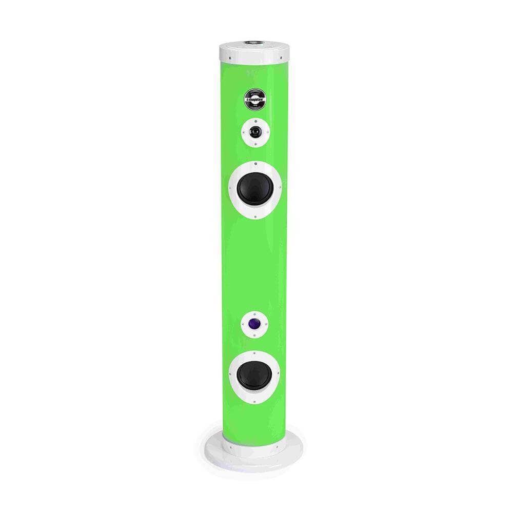 Ibiza Tube Sound II Light LED Floor Standing Tower Speaker Showing Green by Steepletone