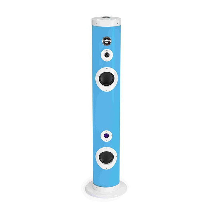Ibiza Tube Sound II Light LED Floor Standing Tower Speaker Showing Blue by Steepletone