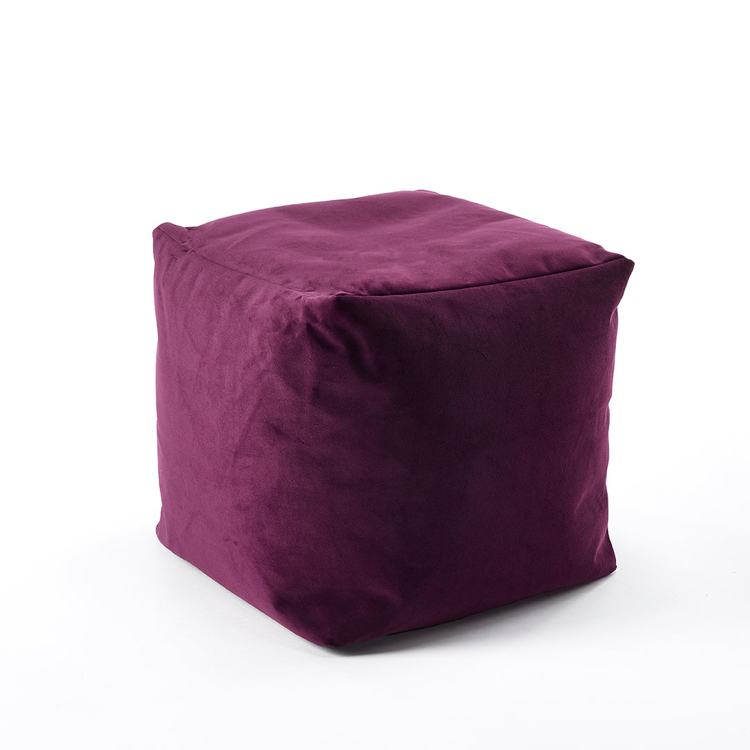 Bean Bag Velvet Cube Chair in Purple Plum by Katrina Hampton