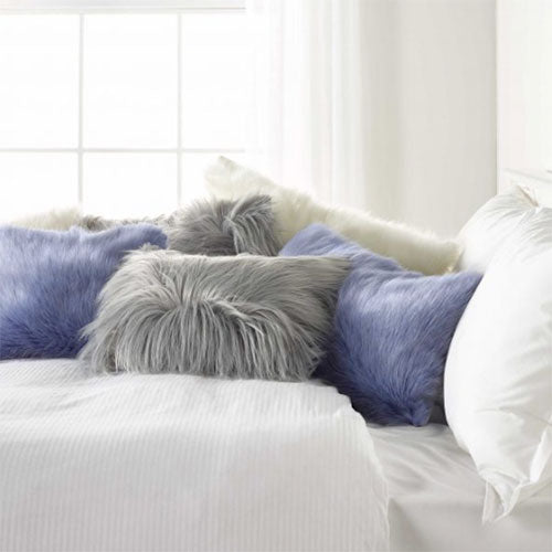 Faux Fur Long Haired Boudoir Cushion Slate Grey by Katrina Hampton