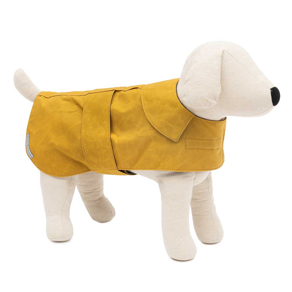 Mutts & Hounds Wax Waterproof Dog Coat - Mustard Yellow