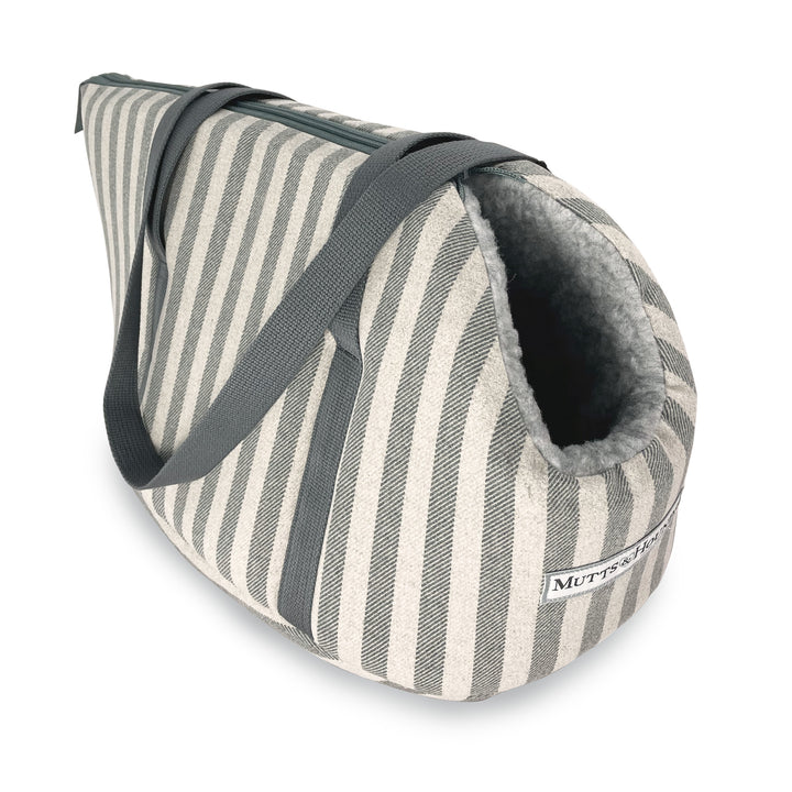 Dog and Puppy Carrier in Grey Flint Stripe by Mutts & Hounds
