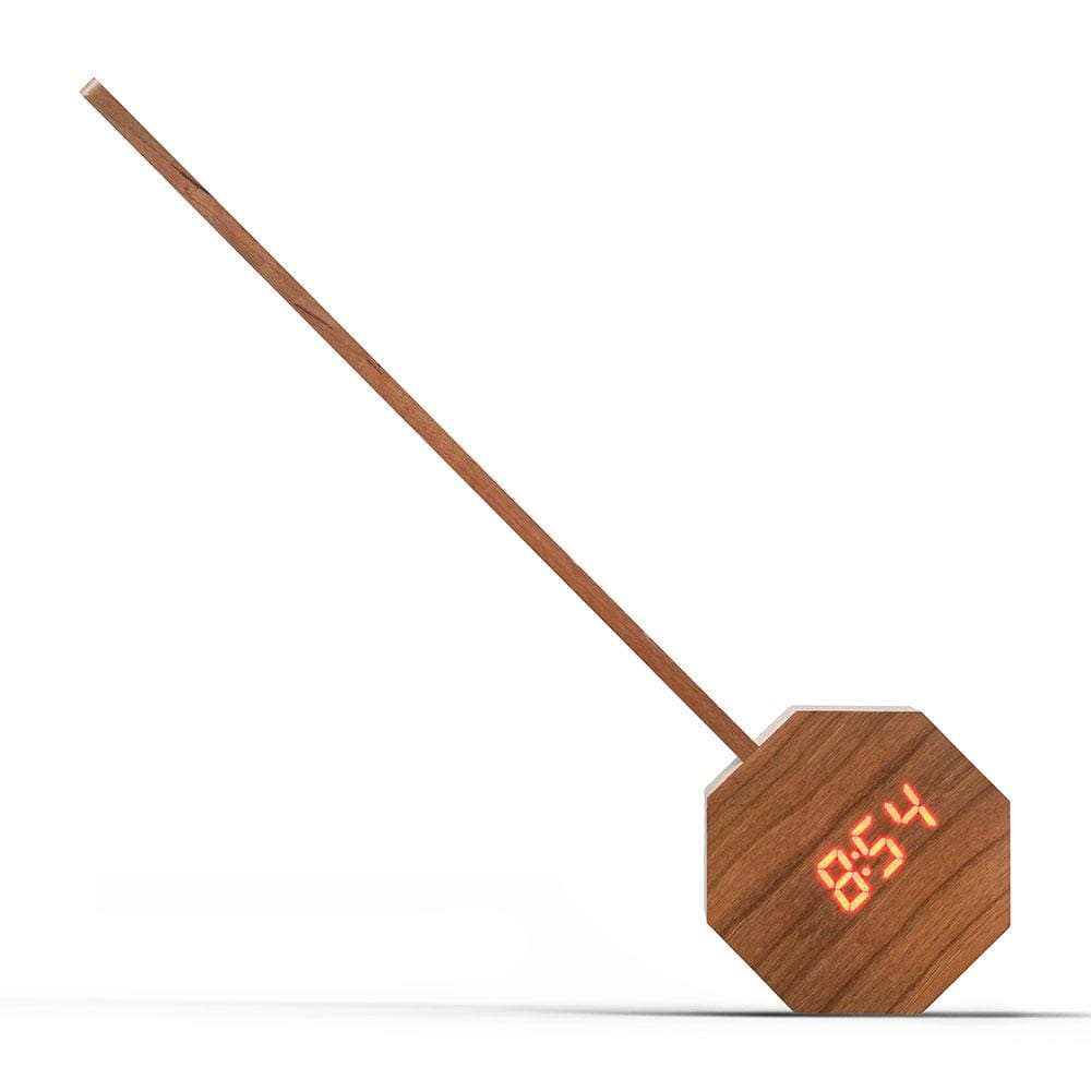 Octagon One Plus Desk Lamp Alarm in Walnut Cherry Bamboo Wood by Gingko