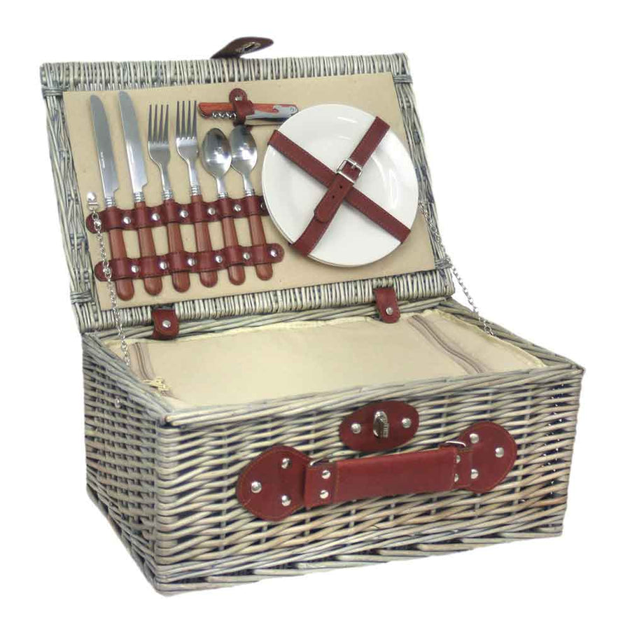 Fully Fitted Picnic Basket Hamper in Beige Two Person 005 by Willow