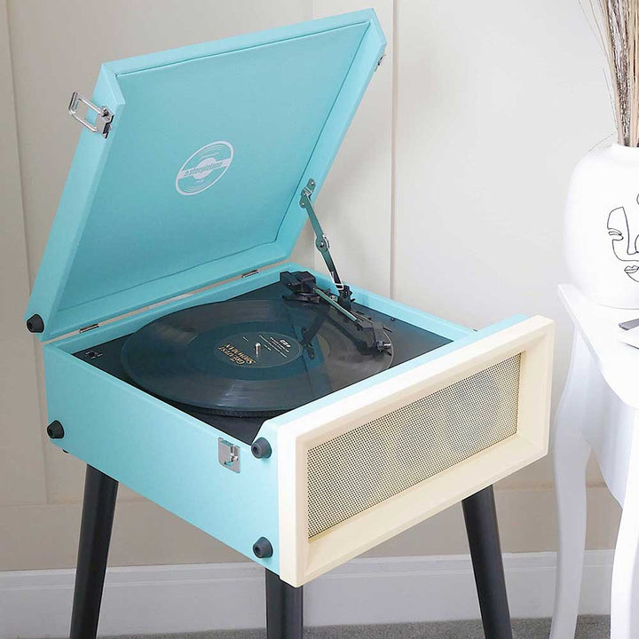 Retro Vinyl Record Player Music System Blue by Steepletone
