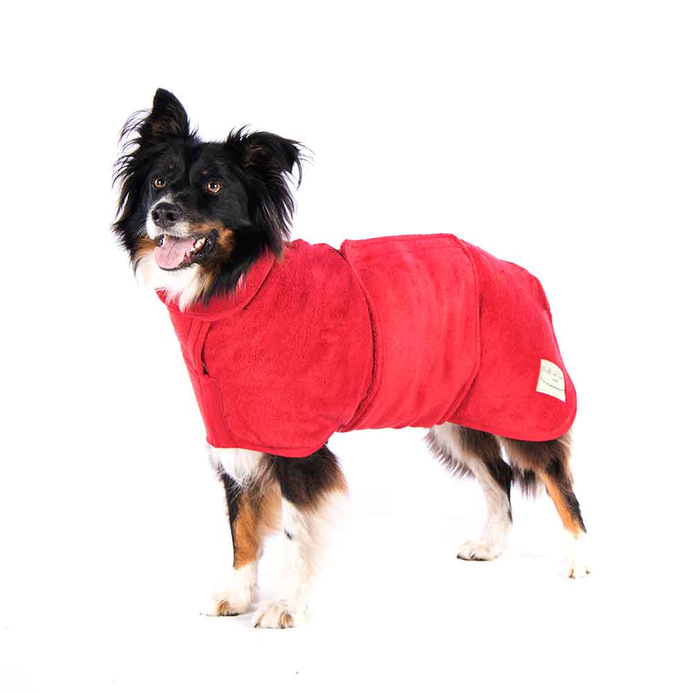 Manteau de séchage classique pour chien en rouge par Ruff and Tumble