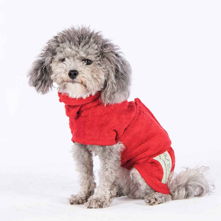 Klassischer Trockenmantel für Hunde in Rot von Ruff and Tumble