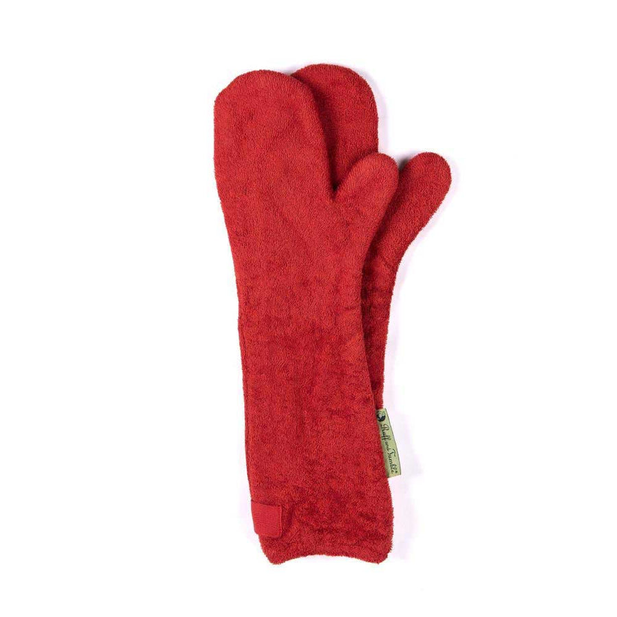 Dog Drying Mitten Gloves in Red by Ruff and Tumble