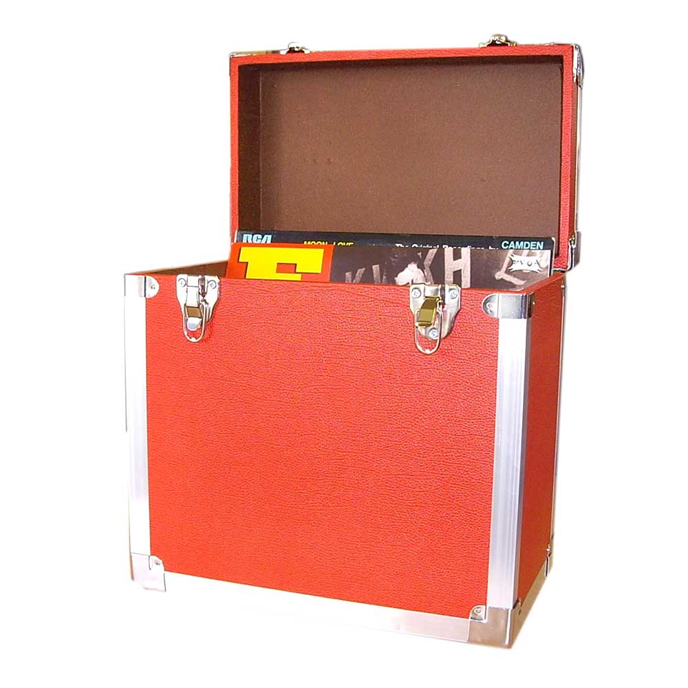 Vinyl Record Storage Case Box Retro Style for 12" LP in Red by Steepletone