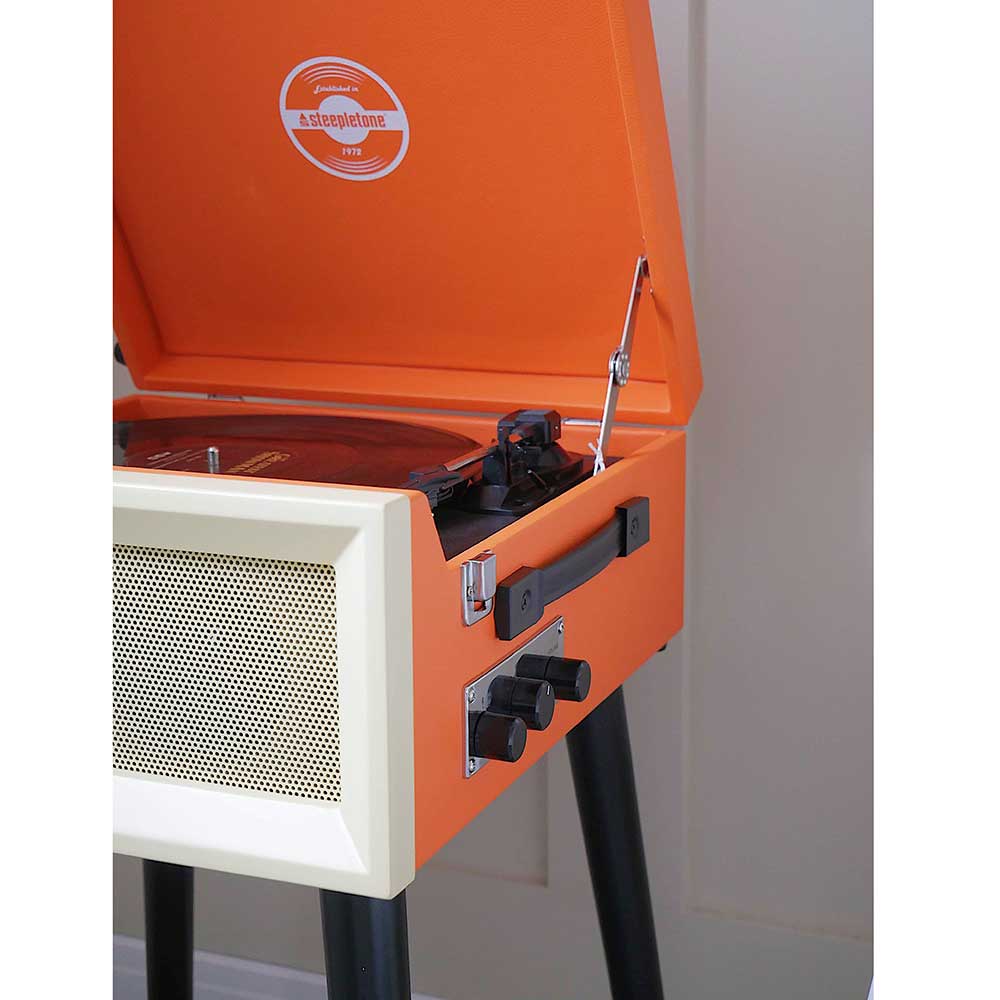 Retro Vinyl Record Player Music System Orange by Steepletone