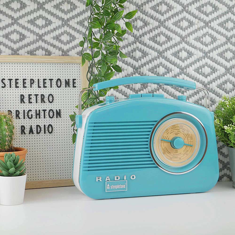 Steepletone Brighton Duck Egg Blue 1950's Retro Classic Style Portable Radio 