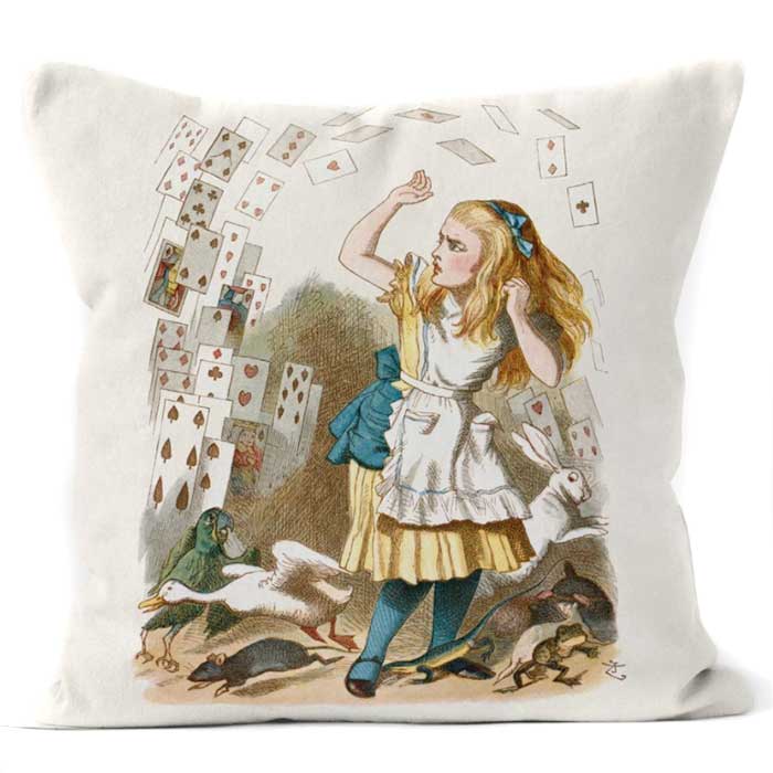 Square Cushion Alice in Wonderland Shower of Cards by Artworld
