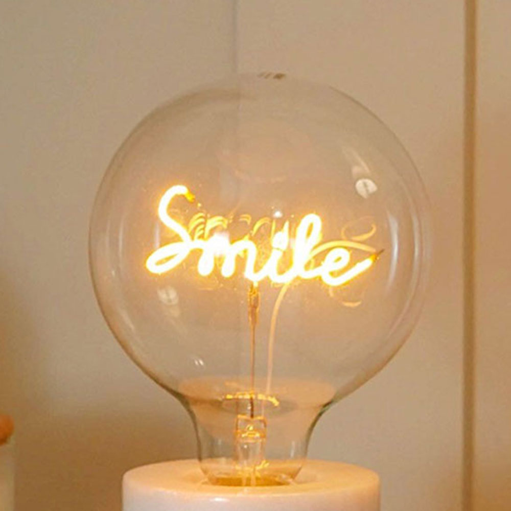 Steepletone Yellow LED Word Text Light Bulb Only - Smile