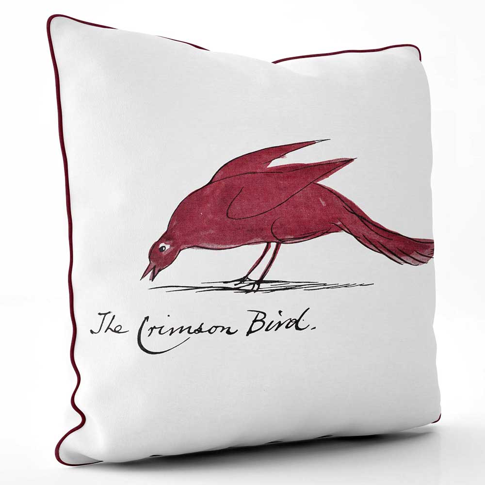 ARTWORLD CUSHIONS The Crimson Bird Edward Lear Cushion - Large | Medium
