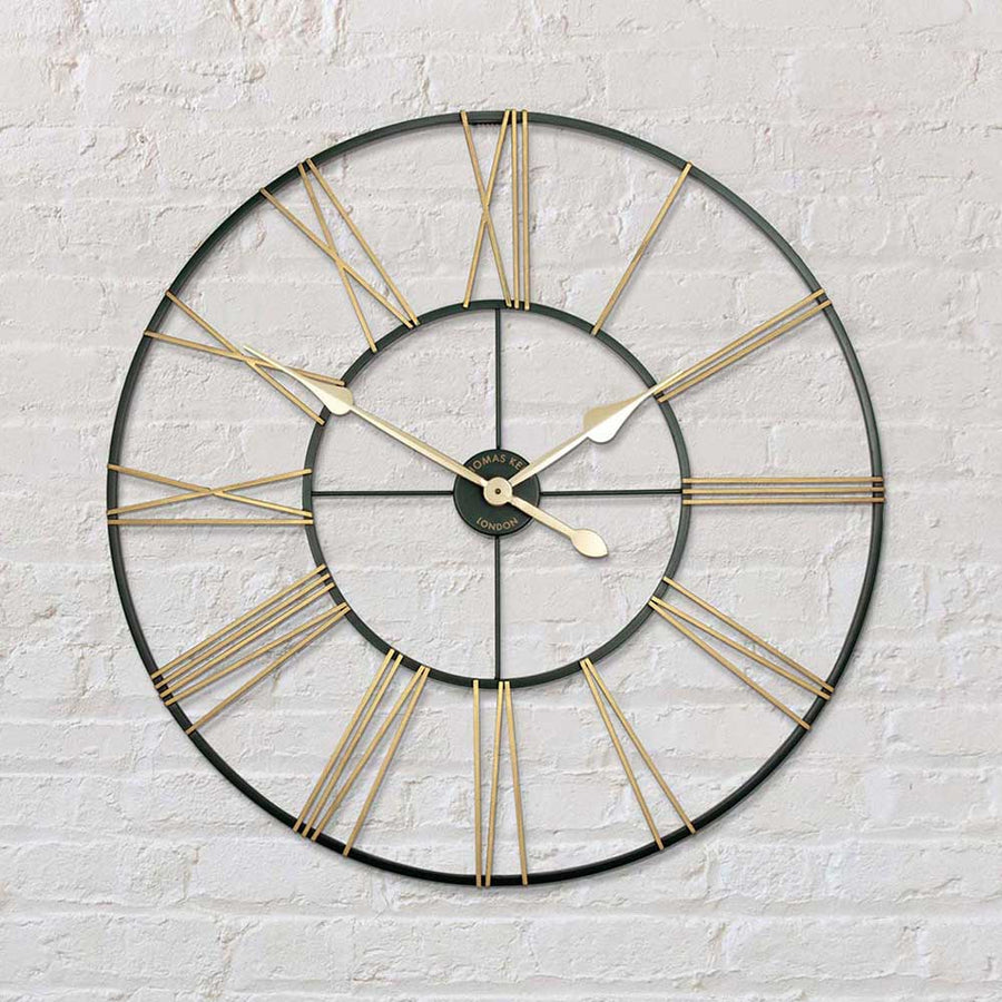 Thomas Kent Wall Clock Large 32" Round Gold Black Summer House