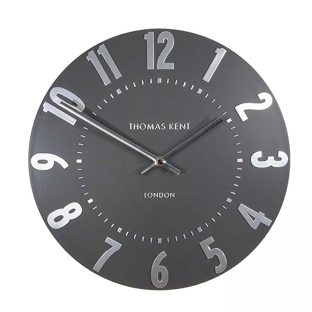 Thomas Kent Wall Clock 12" Round Graphite Silver Mulberry