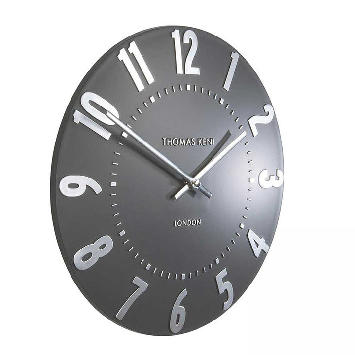 Thomas Kent Wall Clock 12" Round Graphite Silver Mulberry