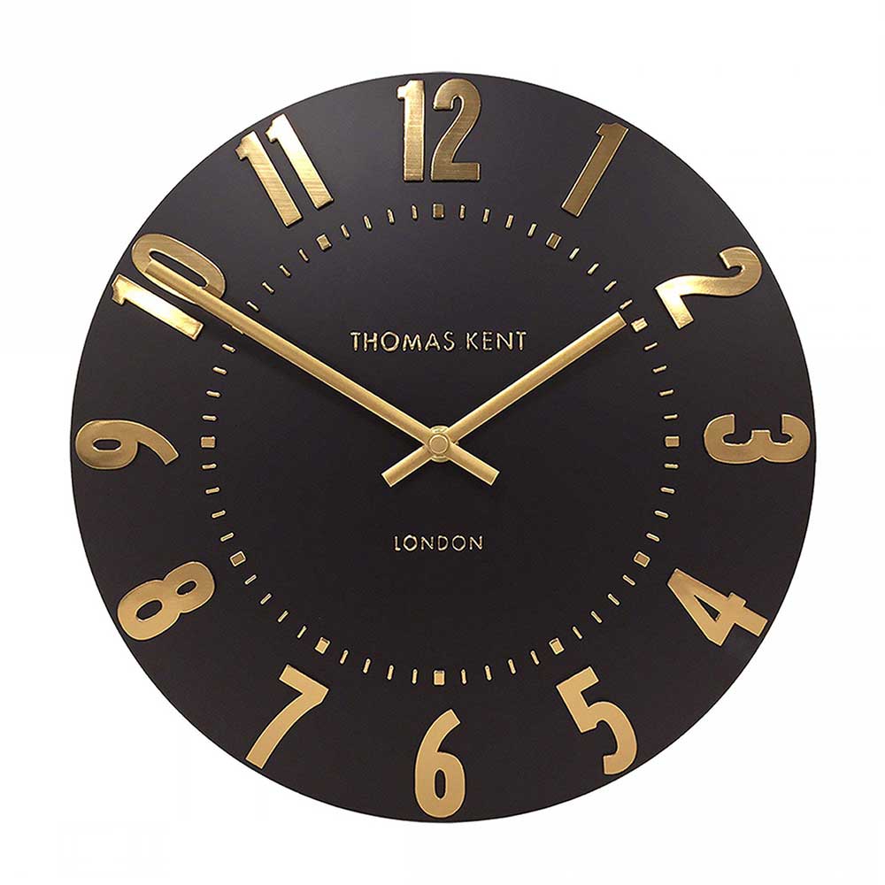 Thomas Kent Wall Clock 12" Round Black Onyx Mulberry