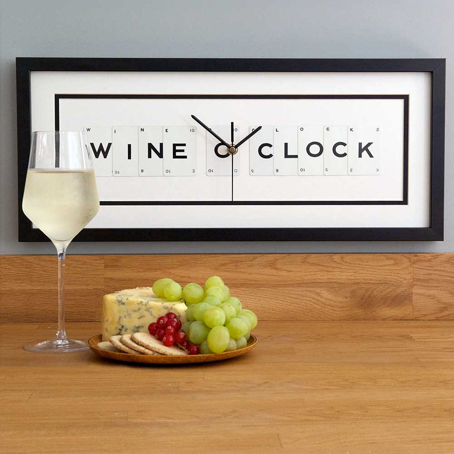 Vintage Playing Cards Picture Frame WINE O CLOCK Wall Clock