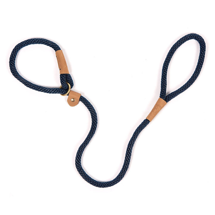 Fabric Slip Dog Lead in Navy Blue by Ruff and Tumble