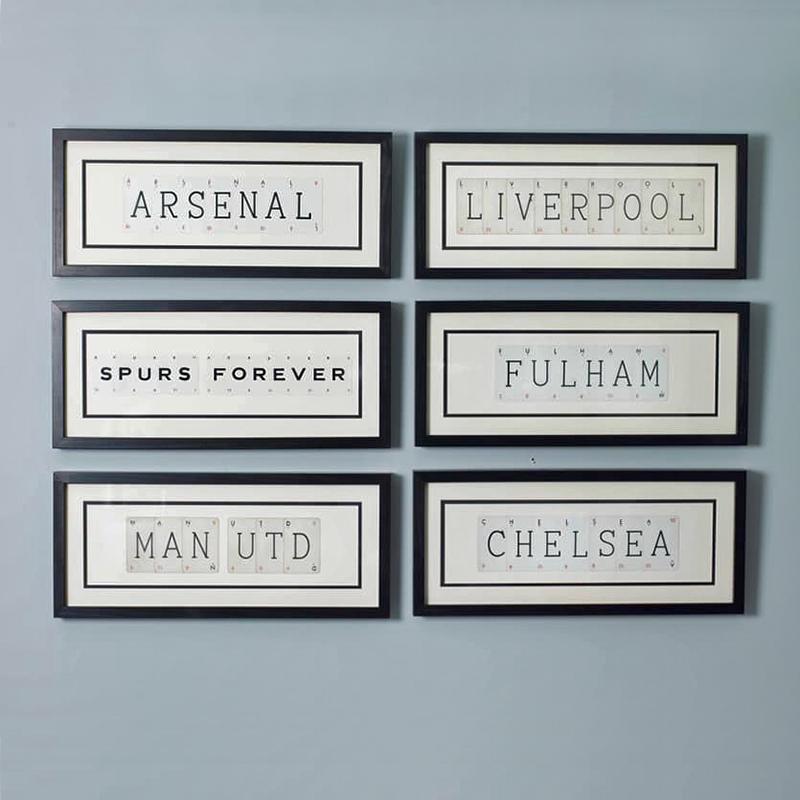 Vintage Playing Cards ARSENAL Football Club Team Word Wall Picture Frame Group of Six Football Clubs