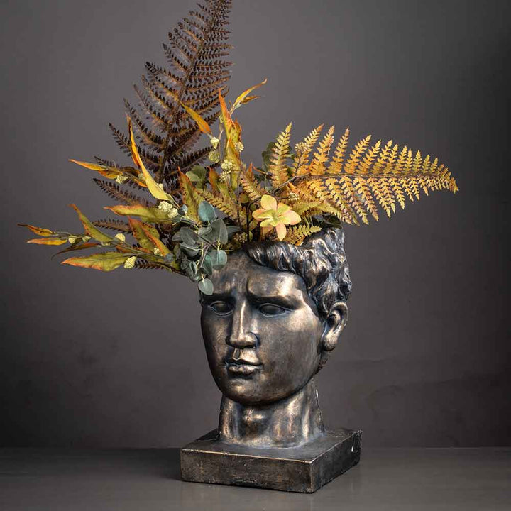 Roman Bust Flower Planter in Antique Bronze by Hill Interiors