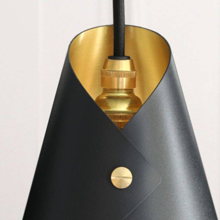 Large Seven Piece Pendant Cascade Lamp in Black and Brass Close Up View by Arcform