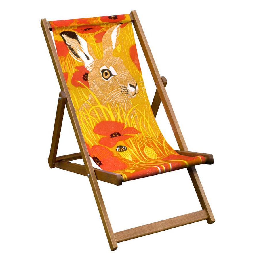 Hardwood Folding Deckchair Poppy Hare by Artworld Deckchairs