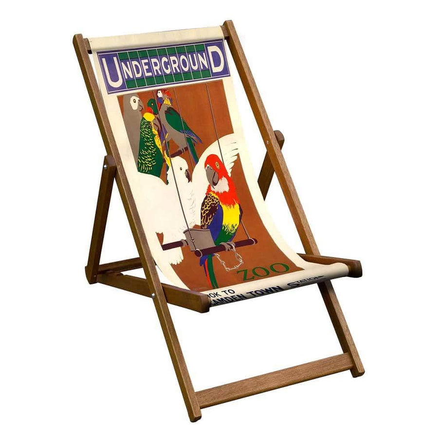 Hardwood Folding Deckchair London Zoo White Parrots by Artworld Deckchairs