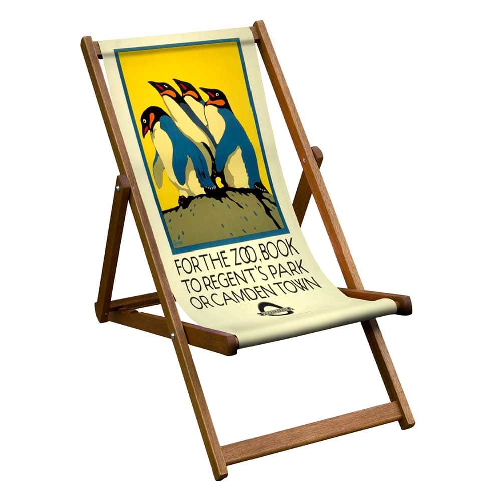Hardwood Folding Deckchair London Zoo Penguins by Artworld Deckchairs