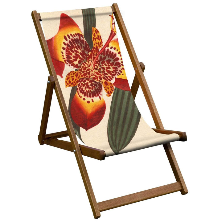Hardwood Folding Deckchair  Mexican Ferraria Iris by Artworld Deckchairs