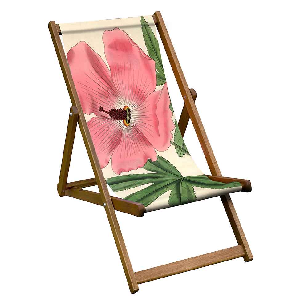 Hardwood Folding Deckchair Hibiscus Flower by Artworld Deckchairs
