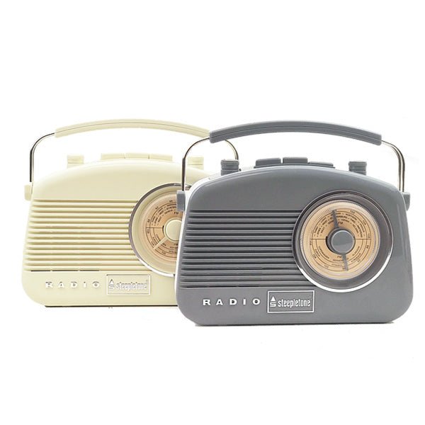 Steepletone Baby Brighton Grey 1950's Retro Classic Style Portable Radio 