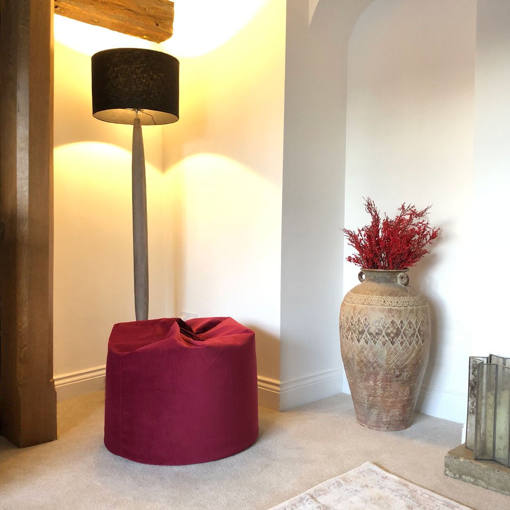 Bean Bag Velvet Chair in Cranberry Red by Katrina Hampton