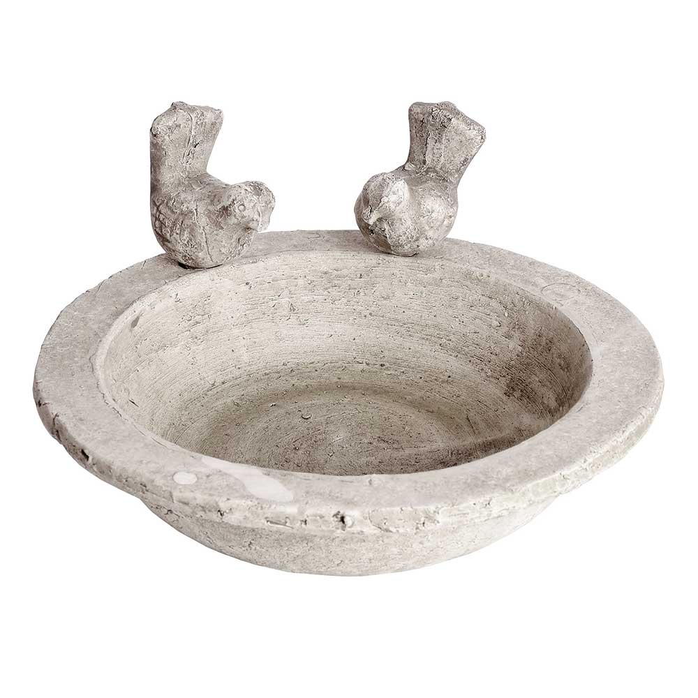 Bird Bath Bowl in Cream Stone Effect 30 cm by Hill Interiors