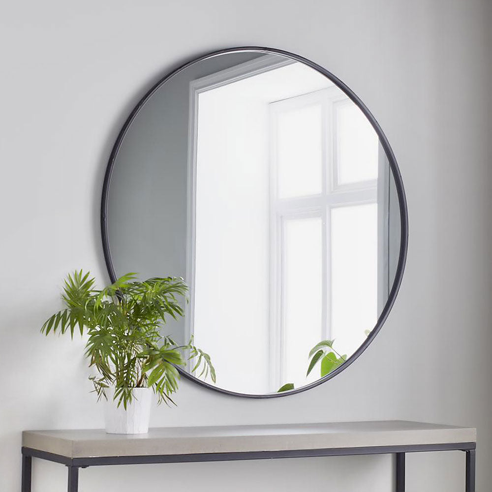 Black Manhattan Round Wall Mirror By Home & Lifestyle