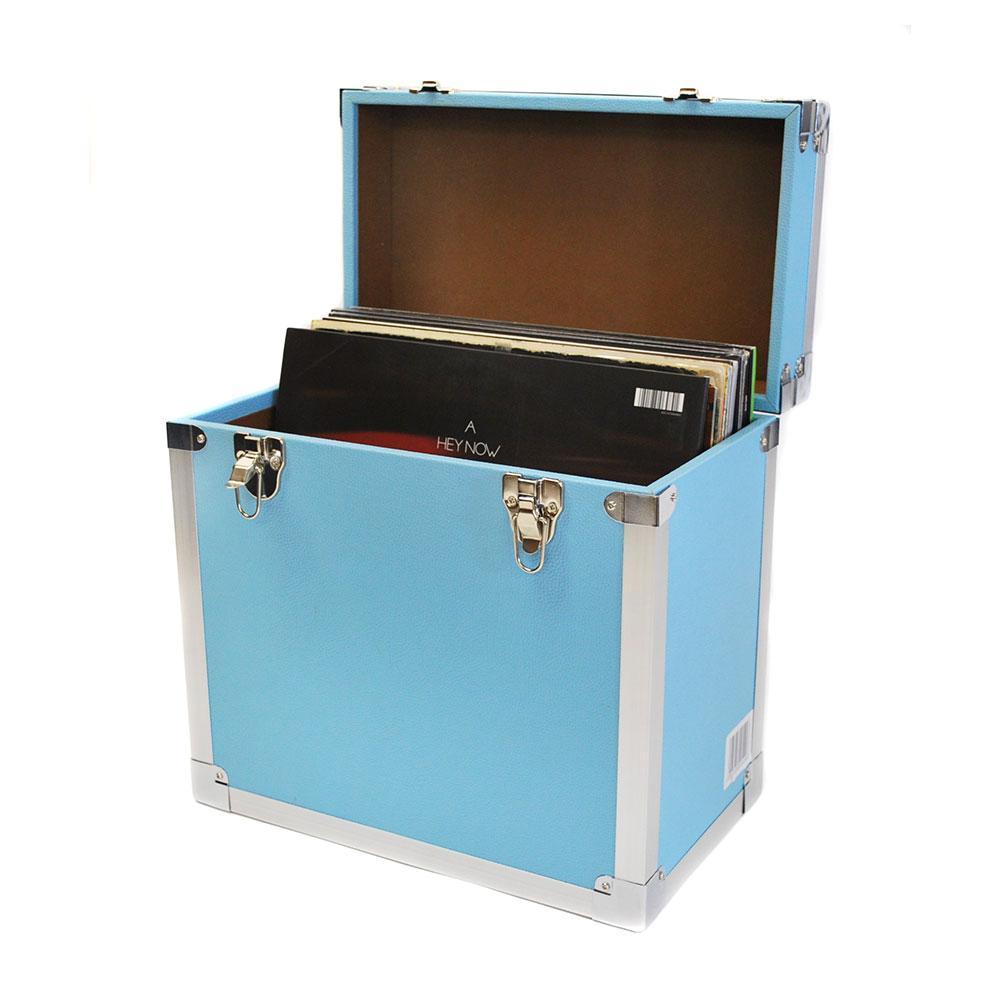Vinyl Record Storage Case Box Retro Style for 12" LP in Blue by Steepletone