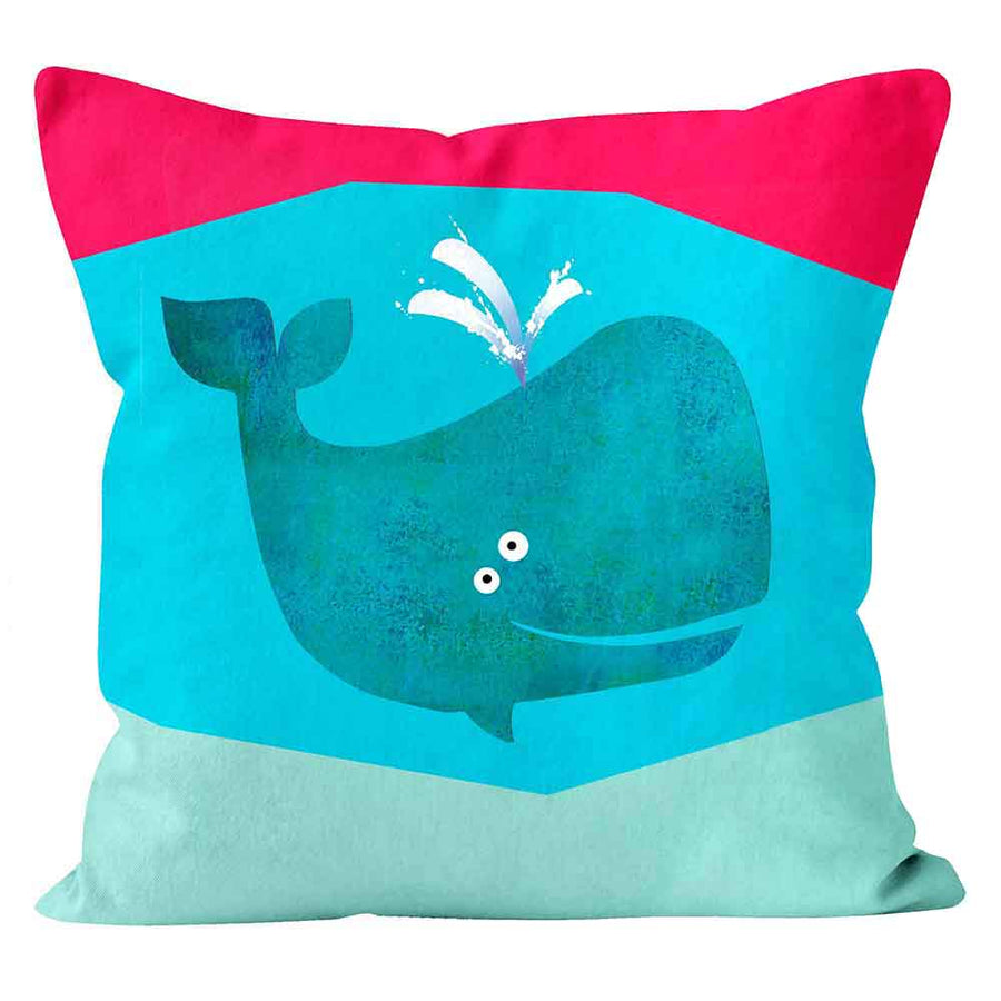 Cushions Are Us Kali Stileman blue green red whale cushion