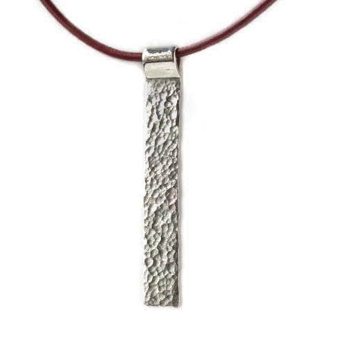 CAMILLA WEST JEWELLERY Waterfall Sterling Silver Pendant on a Leather Cord -  Burgundy 