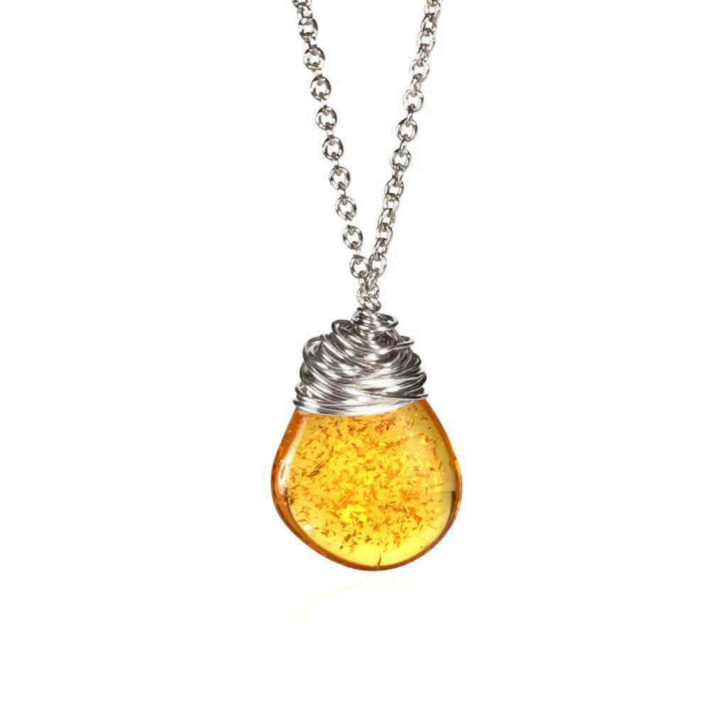 CAMILLA WEST JEWELLERY 'Reflected Sunlight' Amber Gemstone Pendant Necklace  - Silver Chain