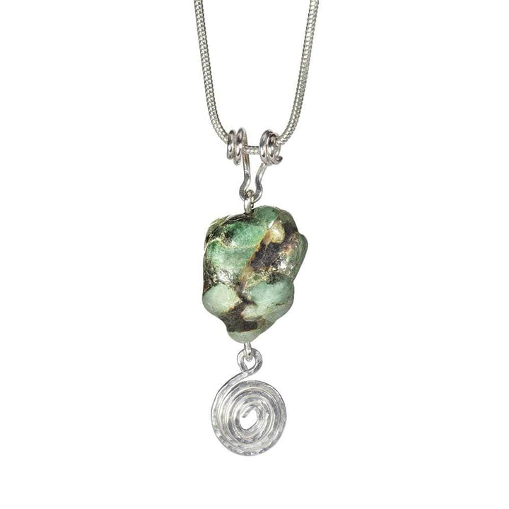 CAMILLA WEST JEWELLERY Emerald Gemstone Silver Coil Necklace