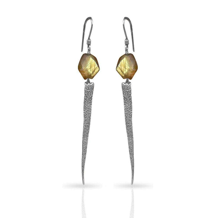 CAMILLA WEST JEWELLERY Heat Textured Silver Earrings - Labradorite