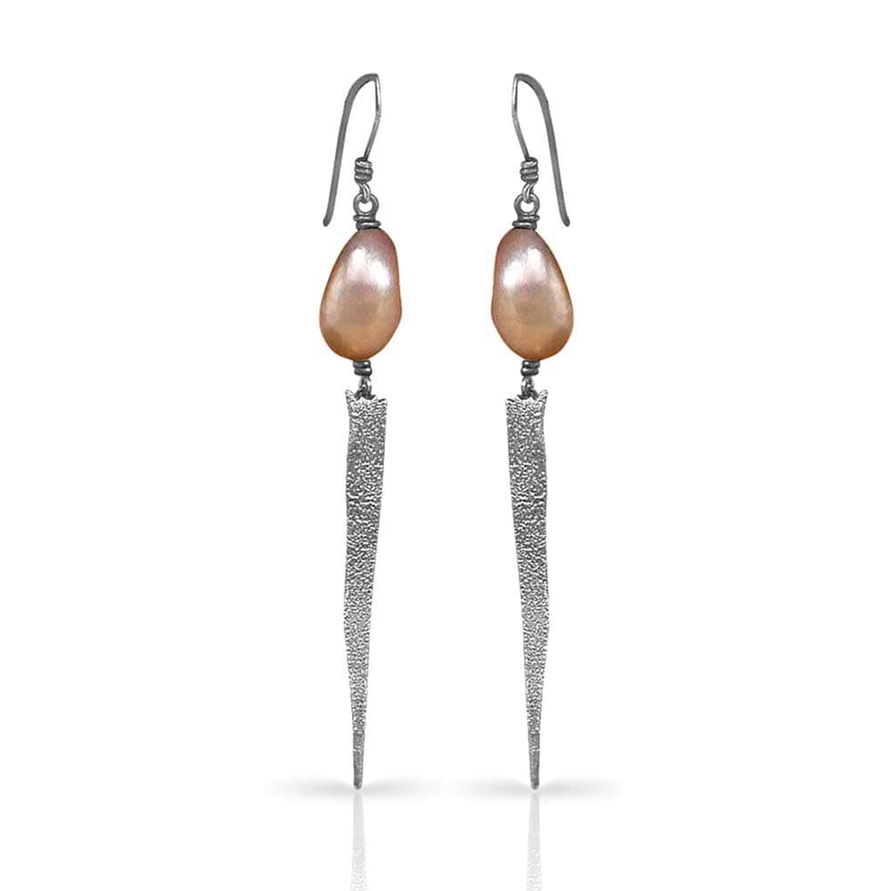 CAMILLA WEST JEWELLERY Heat Textured Silver Earrings - Pearls