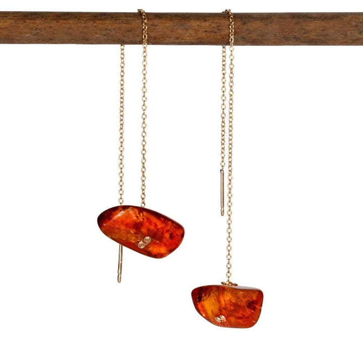 CAMILLA WEST JEWELLERY 'Reflected Sunlight' Red Amber Gemstone Earrings