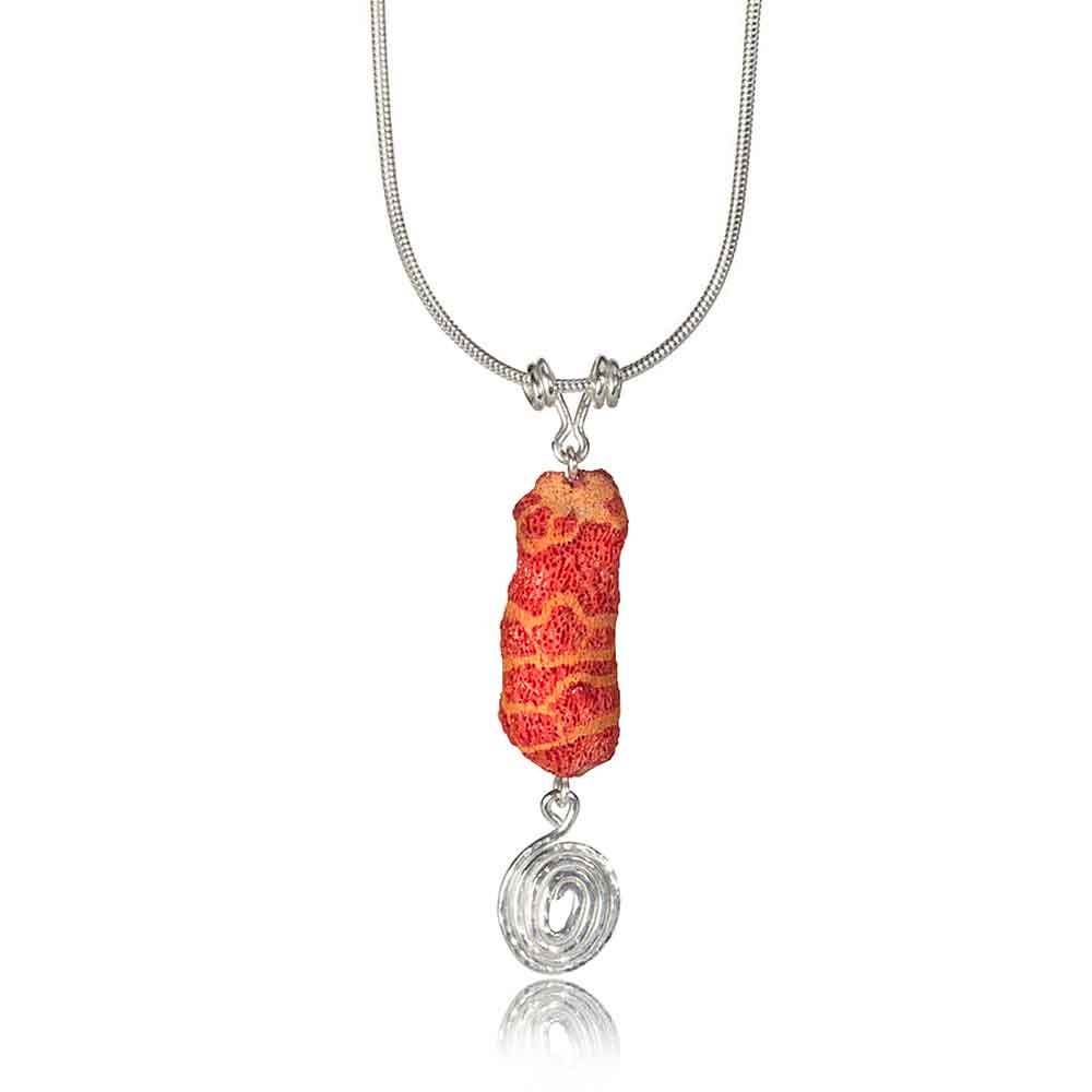 CAMILLA WEST JEWELLERY Red Sponge Silver Coil Necklace